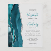 Budget Teal Blauw Zilver Agate Grijs QR Code Trouw (Voorkant)