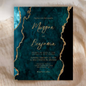 Budget Teal Blauwe Agaat Script Trouw Uitnodiging