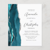 Budget Teal Blauwe Zilveren Agate QR Code Huwelijk (Voorkant)