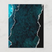 Budget Teal Blauwe Zilveren Agate Trouwmenu (Achterkant)