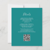 Budget Teal Blauwe Zilveren Glitter QR Code Trouwf (Achterkant)