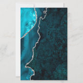 Budget Teal Blue Silver Agate Dark Wedding Invite (Achterkant)