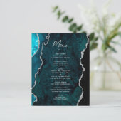 Budget Teal Blue Silver Agate Wedding Menu (Staand voorkant)