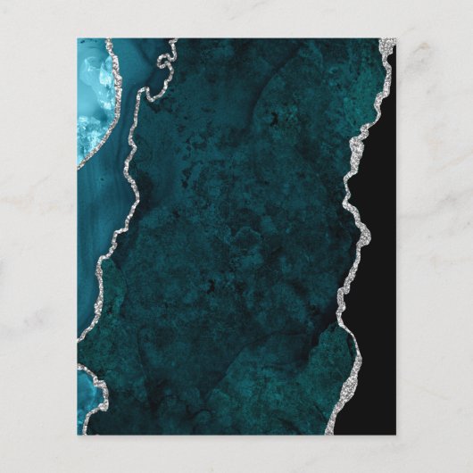 Budget Teal Blue Silver Agate Wedding Menu (Achterkant)
