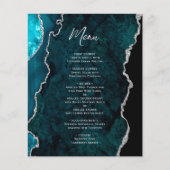 Budget Teal Blue Silver Agate Wedding Menu (Voorkant)