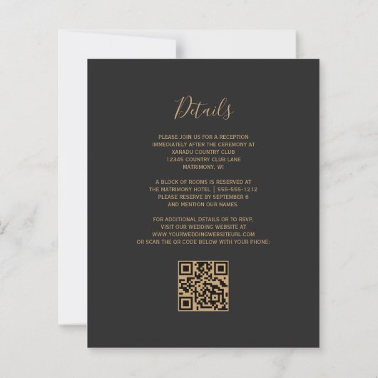 Budget Teal Gold QR Code Wedding Invitation (Achterkant)