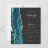 Budget Teal Gold QR Code Wedding Invitation (Voorkant)