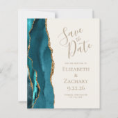 Budget Teal Goud Agaat Ivoor Save the Date (Voorkant)