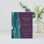Budget Teal Goud Agaat Paars QR Code Huwelijk (Staand voorkant)