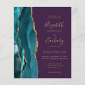 Budget Teal Goud Agaat Paars QR Code Huwelijk (Voorkant)