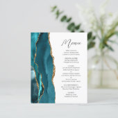 Budget Teal Goud Agaat Script Trouwmenu (Staand voorkant)