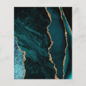 Budget Teal Goud Agaat Script Trouwmenu (Achterkant)