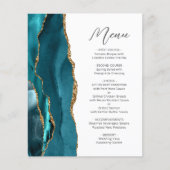 Budget Teal Goud Agaat Script Trouwmenu (Voorkant)