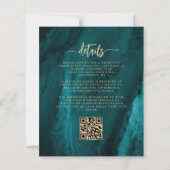 Budget Teal Goud Bloem QR Code Trouw Uitnodiging (Achterkant)
