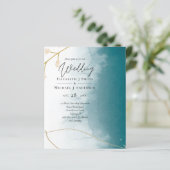 BUDGET Teal Gouden Abstract Trouw Uitnodiging (Staand voorkant)
