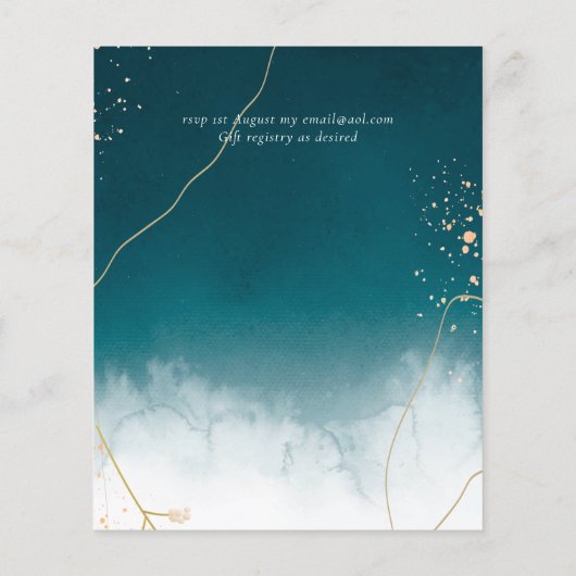 BUDGET Teal Gouden Abstract Trouw Uitnodiging (Achterkant)