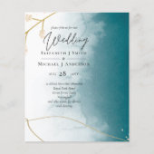 BUDGET Teal Gouden Abstract Trouw Uitnodiging (Voorkant)