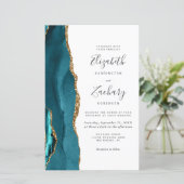Budget Teal Gouden QR Code Trouwuitnodiging (Staand voorkant)