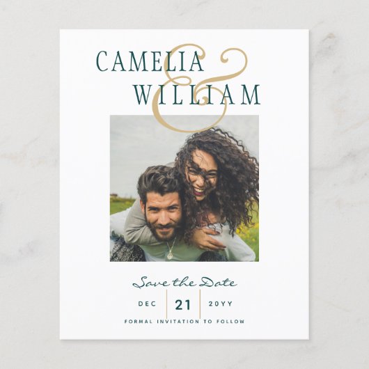 BUDGET Teal Groen Goud FOTO Save the Date (Voorkant)