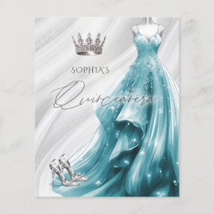 Budget Teal Jurk Quinceañera Uitnodiging