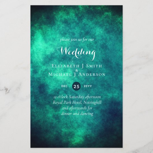 BUDGET Teal Mystique Trouw Uitnodiging (Voorkant)