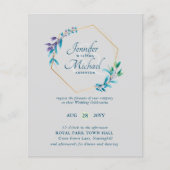 BUDGET Teal Paars Gouden Krans Trouw Uitnodigingen (Voorkant)