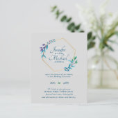 BUDGET Teal Paars Gouden Krans Trouw Uitnodigingen (Staand voorkant)