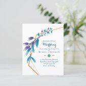 BUDGET Teal Paars Gouden Krans Trouw Uitnodigingen (Staand voorkant)