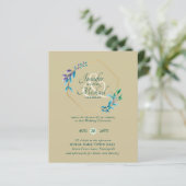 BUDGET Teal Paars Gouden Krans Trouw Uitnodigingen (Staand voorkant)