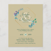 BUDGET Teal Paars Gouden Krans Trouw Uitnodigingen (Voorkant)