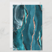 Budget Teal Rose Gold Agate Dark Wedding Invite (Achterkant)