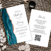 Budget Teal Rose Goud QR Code Trouw Uitnodiging