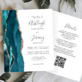 Budget Teal Rose Goud QR Code Trouw Uitnodiging