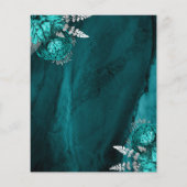 Budget Teal Silver Floral Wedding Save the Date (Achterkant)