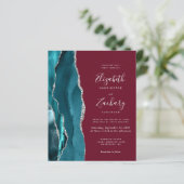 Budget Teal Zilver Agaat Burgundy QR Code Huwelijk (Staand voorkant)