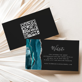 Budget Teal Zilver Agaat Donkere Trouw QR Code Informatiekaartje
