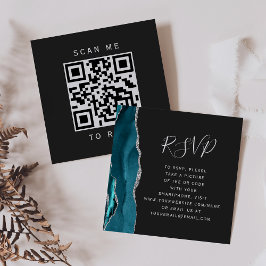 Budget Teal Zilver Agaat Donkere Trouw QR Code RSV Informatiekaartje