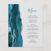 Budget Teal Zilver Agate Grijs Trouwmenu (Voorkant)