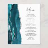Budget Teal Zilveren Agate Huwelijksmenu (Voorkant)