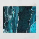 Budget Tealblauw Zilver Agate Grijs Save the Date (Achterkant)