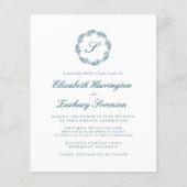 Budget Tealblauwe Monogram Krans Script Bruiloft (Voorkant)
