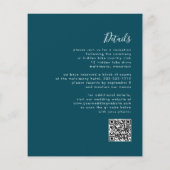 Budget Tealblauwe Script QR Code Trouw Uitnodiging (Achterkant)