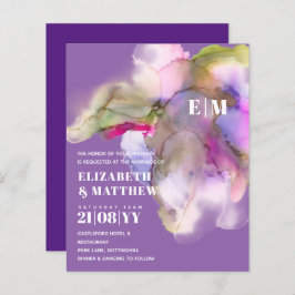 BUDGET Technicolor Watercolor Trouw Uitnodigingen