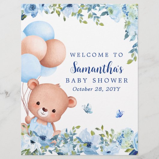 Budget Teddy Bear Balloon Baby shower Welkomstbord (Voorkant)