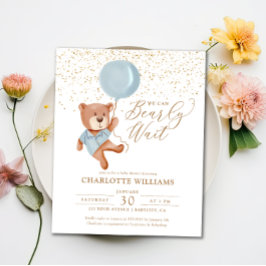 Budget Teddy Bear Boy Baby shower Invitation