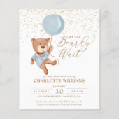 Budget Teddy Bear Boy Baby shower Invitation (Voorkant)