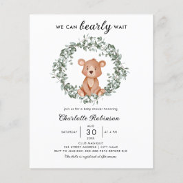 Budget Teddy Bear Greenery Baby shower Invitation