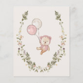 Budget Teddy Bear Pink Girls Baby shower nodigt ui (Achterkant)