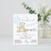 Budget Teddy Bear Virtual Baby shower Invitation (Staand voorkant)