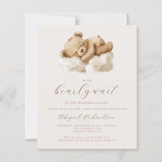 Budget teddybeer neutraal alles in één Baby shower (Voorkant)